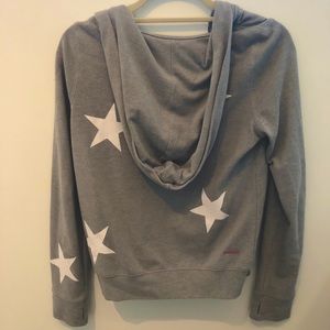 Peace Love World Gray Star Zip Up Hoodie